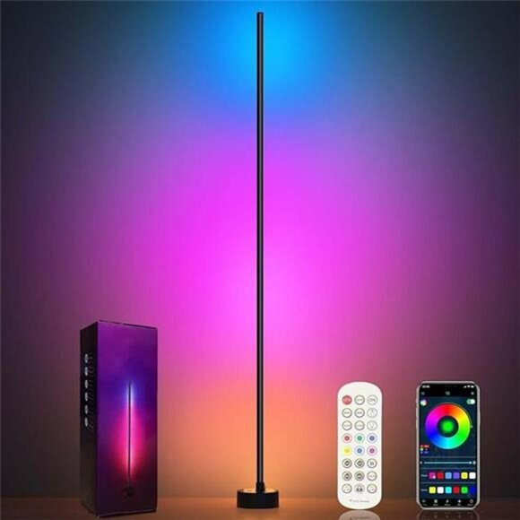 RGB LED Corner Floor Lamp with Remote App Control Music Sync for Gaming Room - Picture 7 of 7